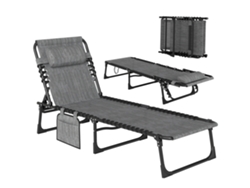 Chaise Longue Baño, Reclinable, Reposacabezas, 189x58x30cm, Gris