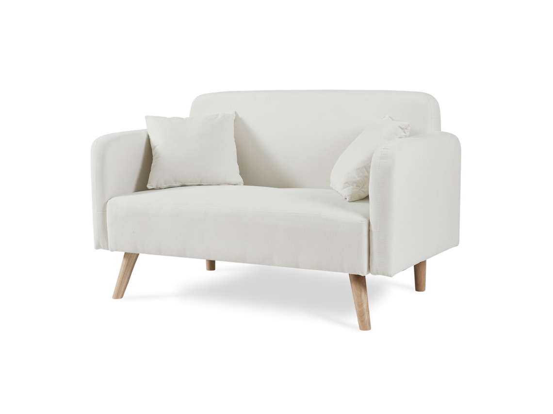 Sofá de 2 plazas Midt con acabado en madera de pana, 132 x 70 x 81 cm, beige, [EN.CASA]