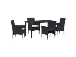 Conjunto de comedor de jardín VidaXL de 5 piezas en ratán negro y poliéster