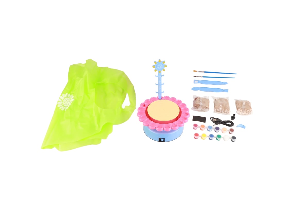 Rebe-kit De Rueda De Alfarería Para Niños Diy Colorido Actividad Educativa Arcilla Seca Al Aire Rosa Azul