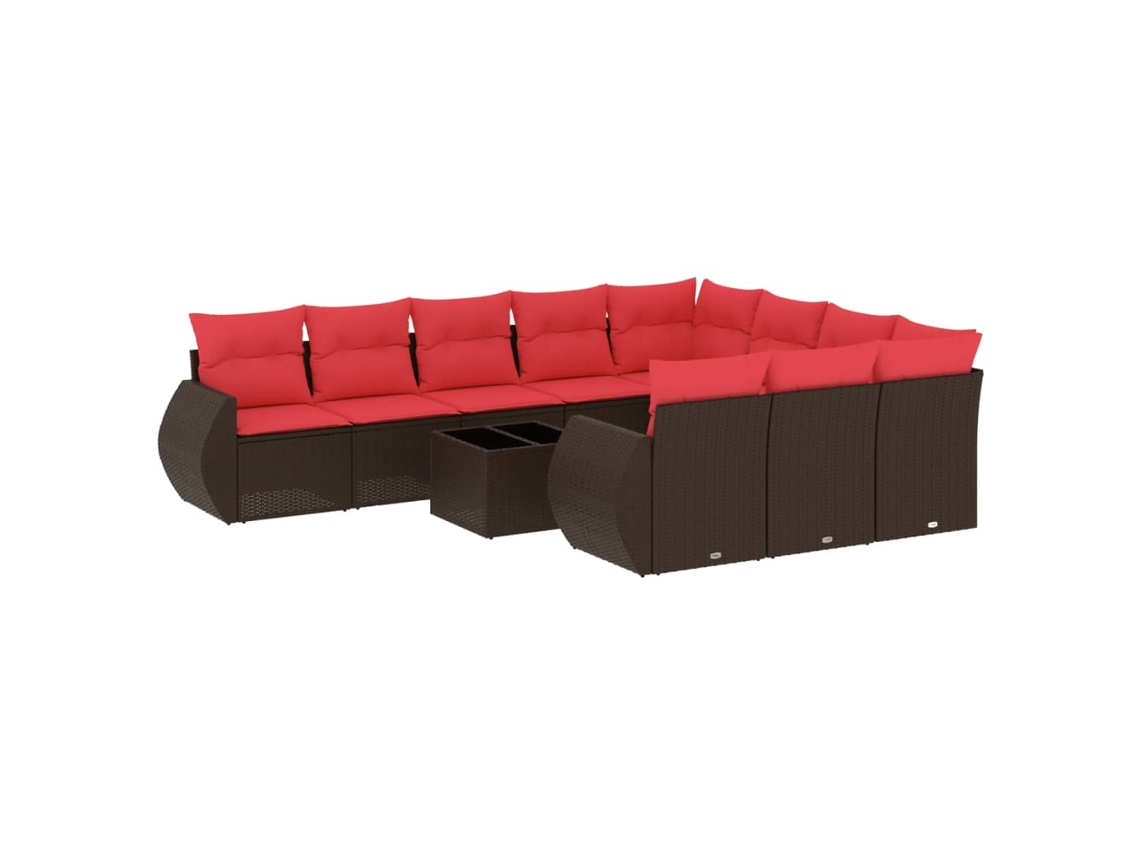 Maison Exclusive - Conjunto De Sofá De Jardín De 11 Piezas Con Cojines, De Poliratán Marrón