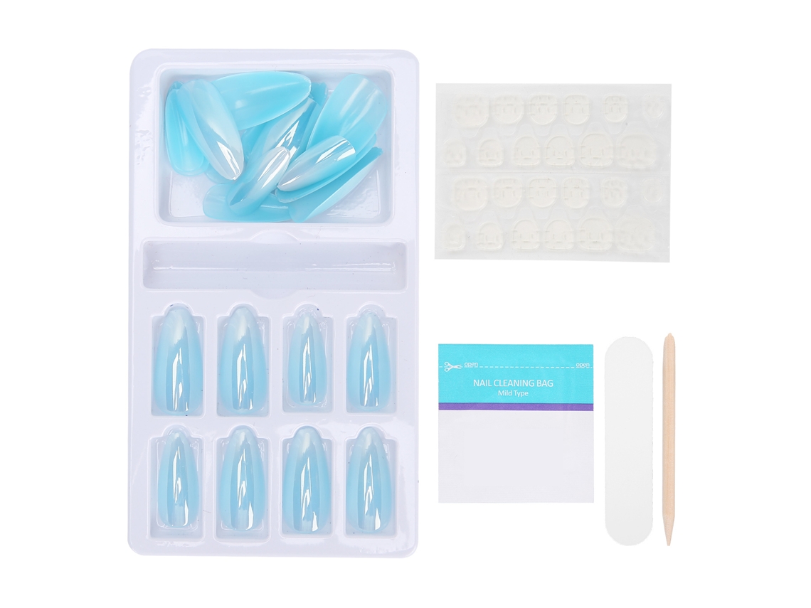 Conjunto De Uñas Falsas De Cobertura Completa De Color Degradado Con Lija Para Uñas Puntas Gradient F745-15