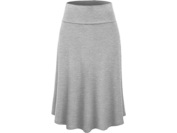 2026-falda Midi Flare Clara De Tela Ligera Con Cierre De Tirar Para Mujer Tallas S-3xl Yujia