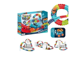 Pista De Coches Con Luces Led, Raíles Flexibles Y Juego De Coches Eléctricos Intercambiables.