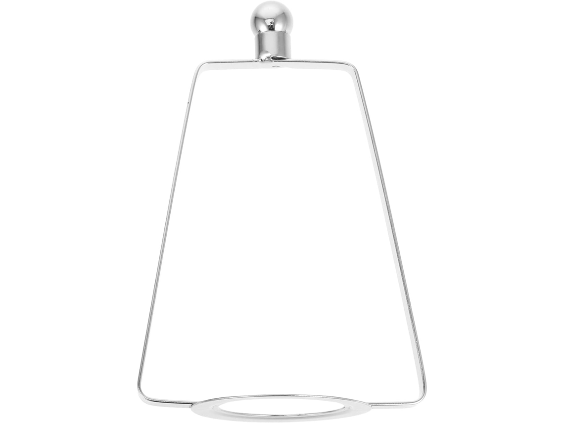Soporte para pantalla de lámpara con armazón de hierro plateado y estructura de doble anillo.