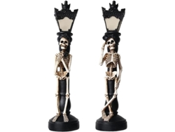 Lámpara De Calavera De Halloween Con Mano De Fantasma, Vela Miniatura Sin Llama, Resina Brillante.