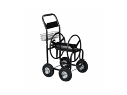Relaxdays Carro Para Manguera, Cuatro Ruedas De Goma, Xl, Con Manivela, Para 60m, Metal, 114 X 64 X 90 Cm, 1 Ud., Negro