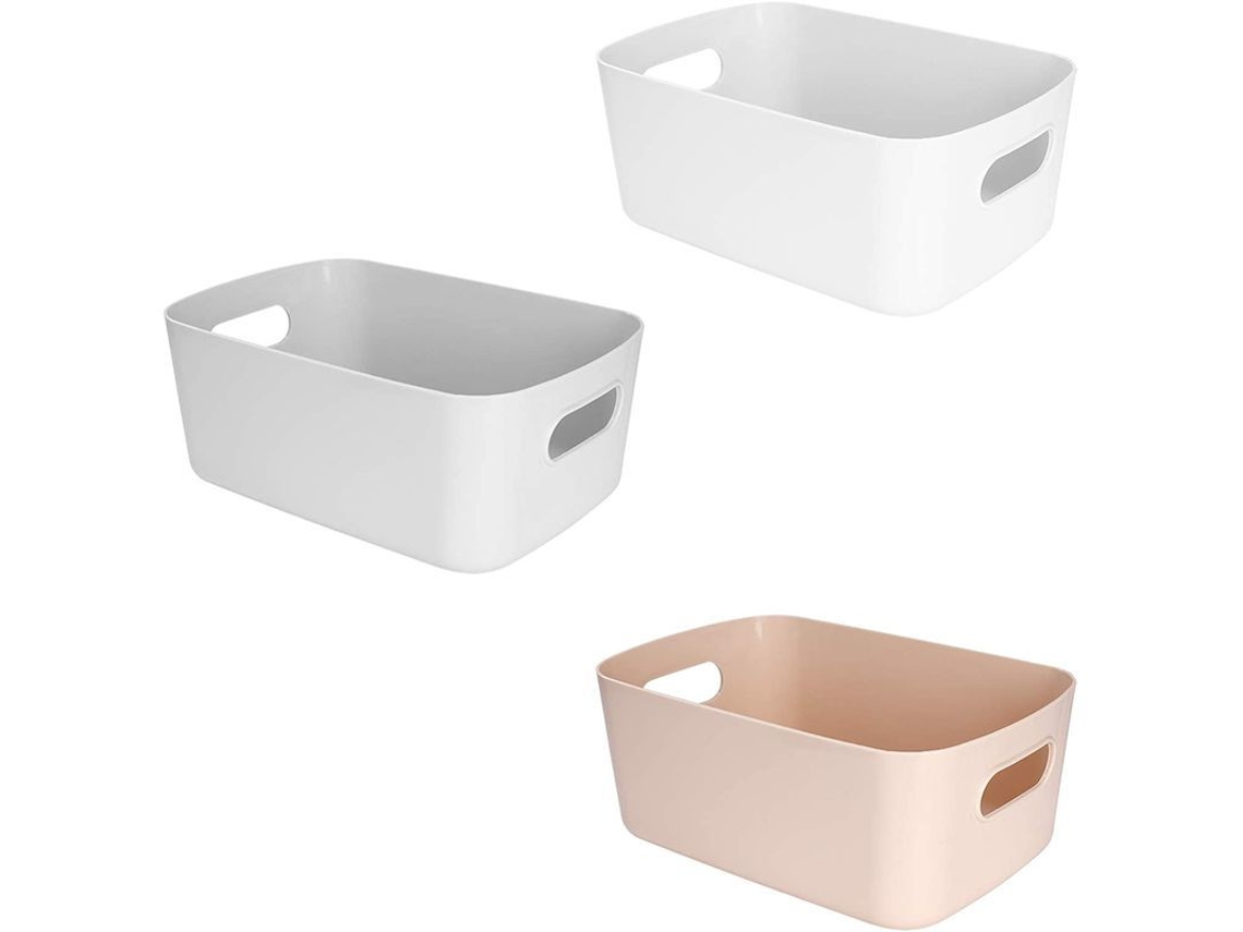 Cesta De Almacenamiento De Plástico Con Asas, Organizador Pequeño Para Baño, Cocina Y Habitación Infantil (juego De 3, 20*14*7 Cm)