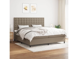 Cama Box Spring Con Colchón Tela Gris Taupe 200x200 Cm