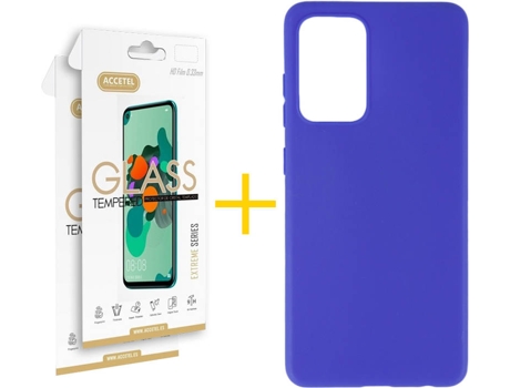 Kit Funda + 2 Protectores de Pantalla Samsung Galaxy A72 4G ACCETEL Liso (Azul)