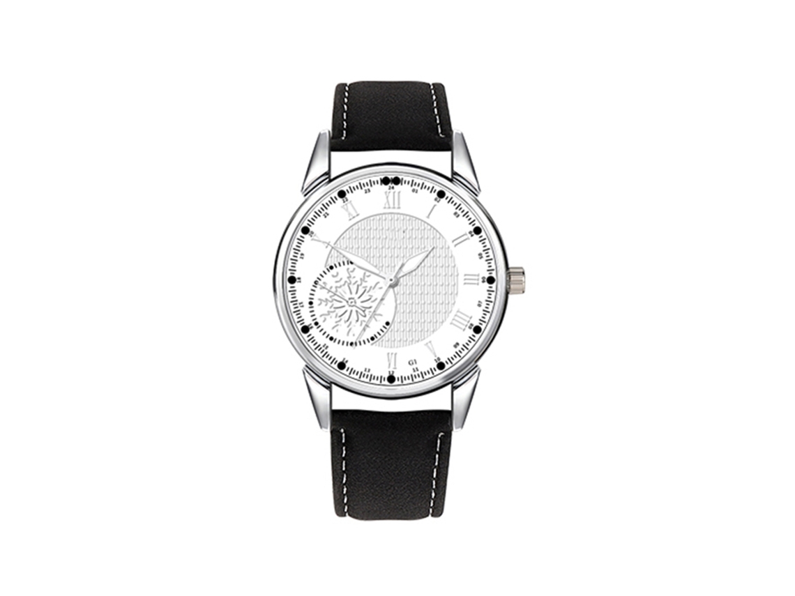 Reloj De Cuarzo Casual De Moda Para Hombre Con Correa De Cuero Pu Estilo Simple (negro+blanco)