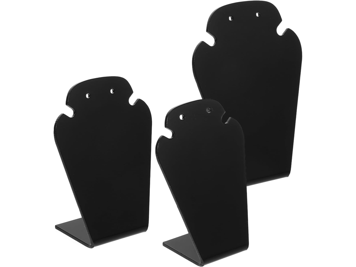 Soportes Exhibición Collares Ligeros Compactos Abs Negro Juego 3 Piezas Organizar Joyas Pendientes Hogar