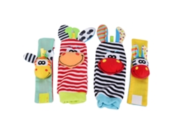 Brinquedos Rattle Para Bebê Meias E Pulseiras Animais Girafa E Burro B Sons Suaves