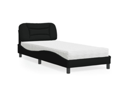 Cama Con Colchón Tela Negro 90x200 Cm