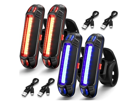 Conjunto de 4 piezas bicicleta luz trasera trasera USB recargable bicicleta luz trasera ultra brillante bicicleta LED luz de seguridad impermeable ...