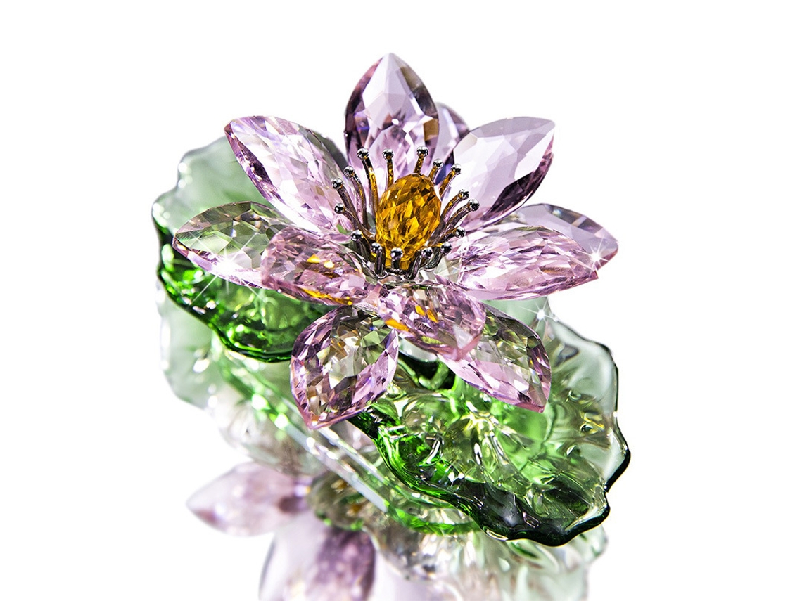 Lótus De Cristal Rosa Brilhante E Refletor, Decorações Domésticas De Vidro, Adequadas Para Decoração Feng Shui