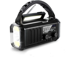 Radio de emergencia Yizhood de 10 000 mAh con manivela meteorológica NOAA AM/FM (negra)