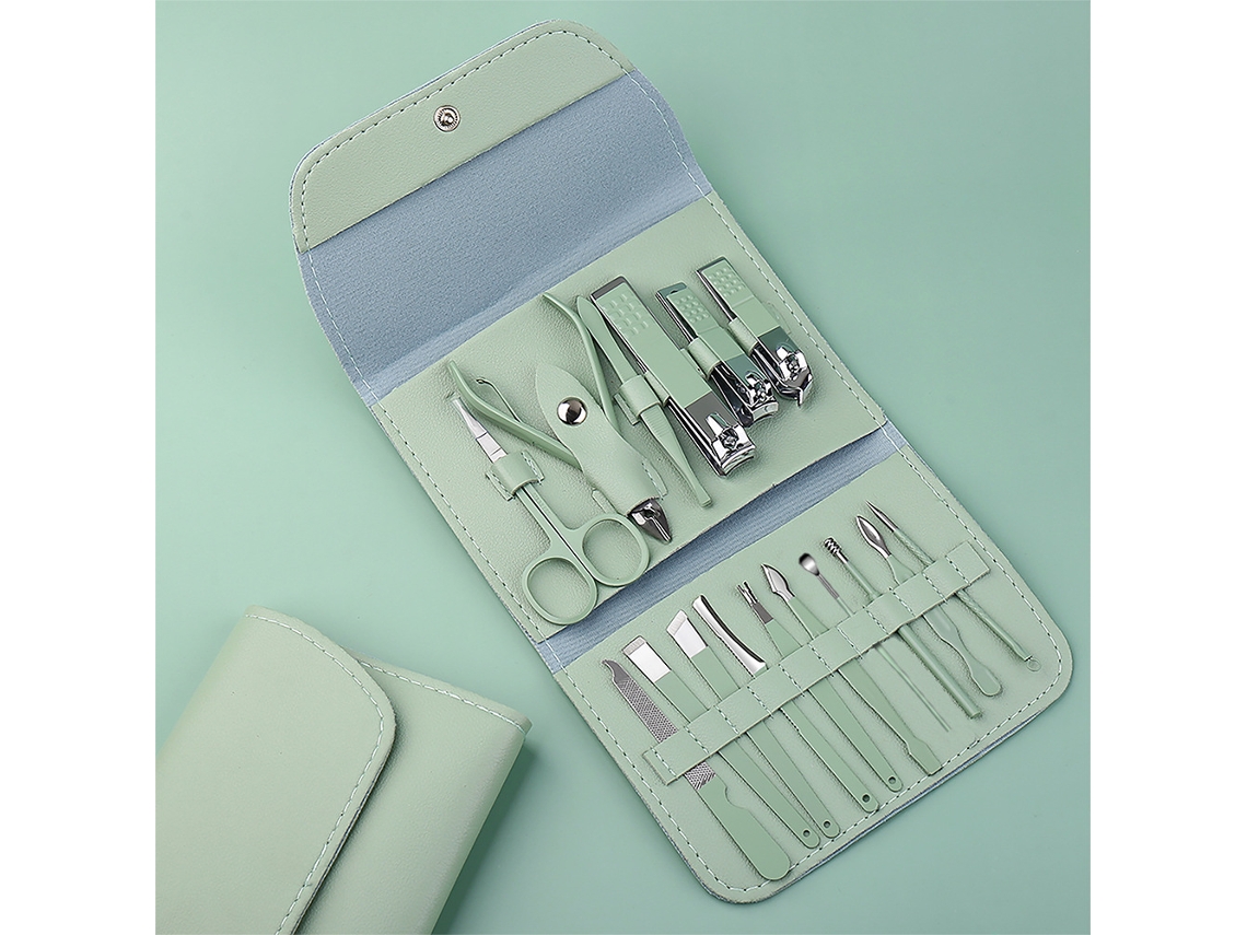 Cortaúñas Digitallab de 16 piezas de acero inoxidable para el cuidado profesional de las uñas (verde)