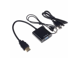 Adaptador Hdmi A Vga Con Cable De Audio, Negro, Para Tvs Y Proyectores.