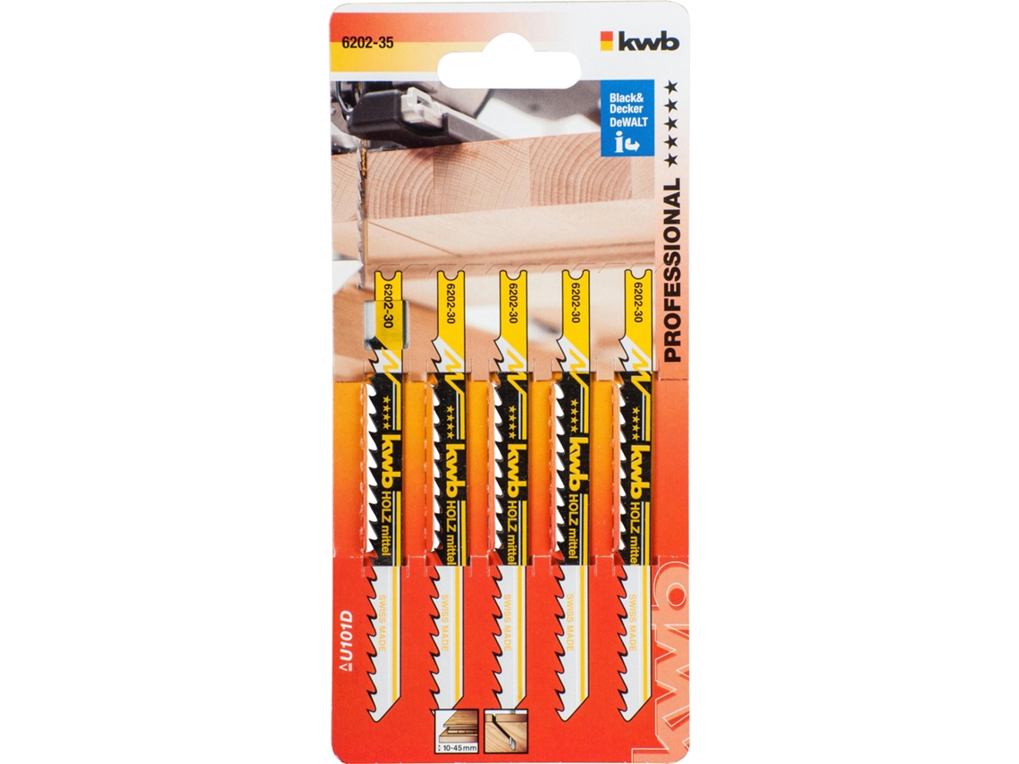 Cinco Hojas de Serra de Calar para Madeira 100/80 Corte Médio Kwb Pro Pack