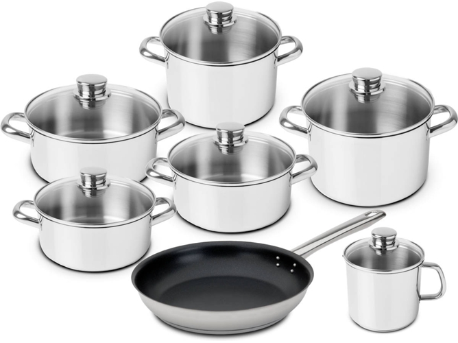 Batería de Cocina SILAMPOS Low Cost Essential Glass/ID ind. (7 piezas)