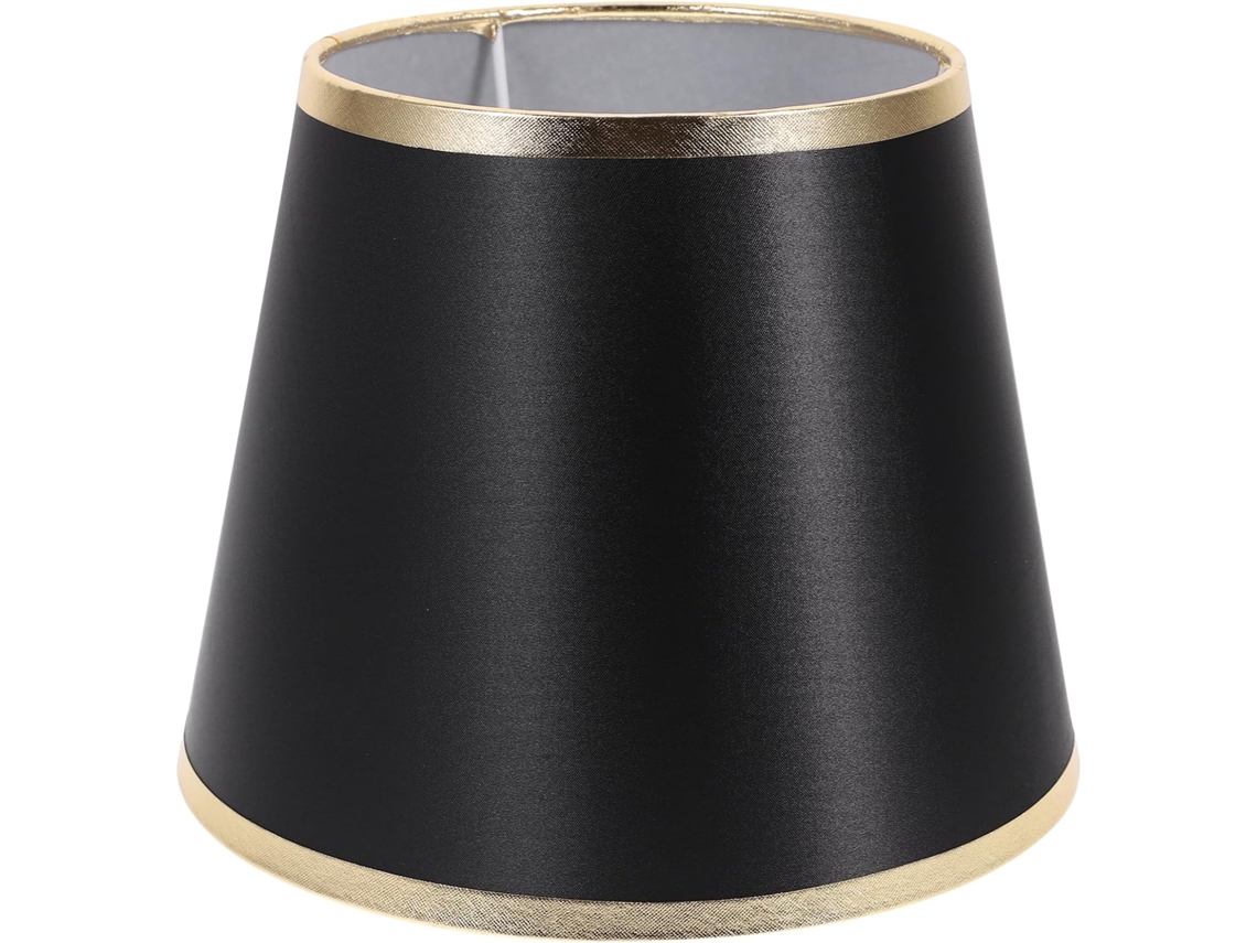 Lámpara De Mesa De Tela Negra Y Dorada E27 Cm