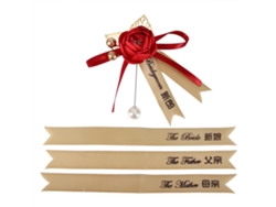 Ramillete de boda de rosas artificiales, pulsera para damas de honor, accesorios con cinta y nombre, 4 piezas, rojo