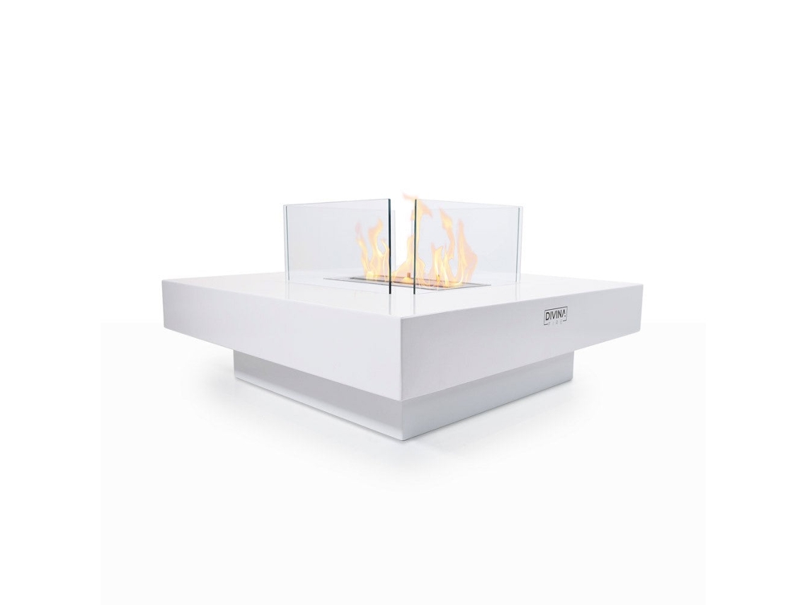 Chimenea de bioetanol Panarea blanca de 70 x 70 x 35 cm para uso interior y exterior