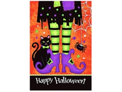Bandera De Jardín De Halloween Con Gato Negro Y Araña, 45x30 Cm, Doble Cara, Decorativa, Feliz