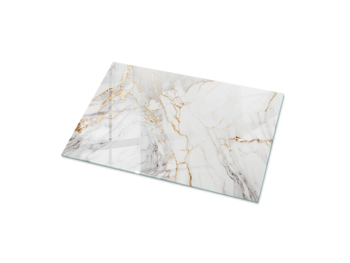 Cristal para espejo de mesa rectangular (100x70 cm - Mármol elegante con vetas - Blanco)