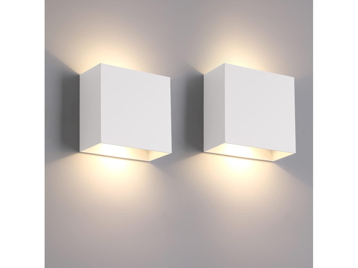 Luminária Parede Led 12w 3000k, 2 Pcs, Luz Cálida, Blanco