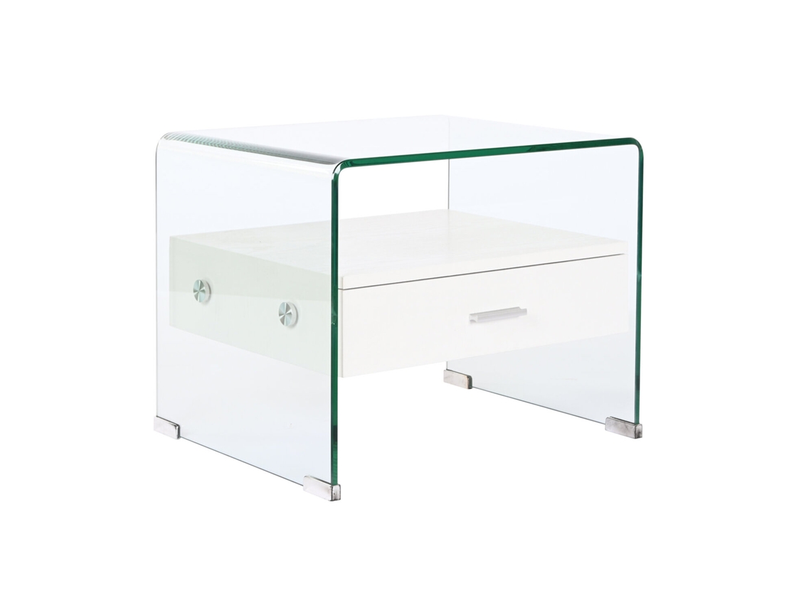 Mesita De Noche Cristal Mdf 10 Mm. 50x40x45,5cm