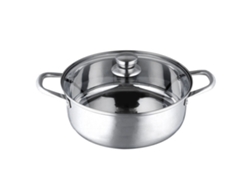 Panela De Aço Inoxidável Com Tampa Fundo Grosso Universal 32cm Para Cozimento Multifuncional