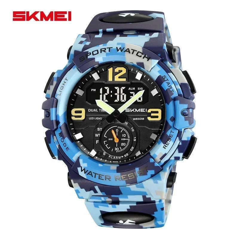 Reloj Despertador De Cuarzo Para Hombre, Deportivo, Resistente Al Agua, Con Esfera Grande Y Elegante (camuflaje Azul)