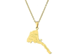 Collar Con Colgante Del Mapa De Eritrea Con Nombres De Ciudades, De Acero Inoxidable, Joyería De Aniversario, Regalo Patriótico Para Mujeres Y Niñas.