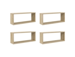 Juego de 4 estantes de pared en forma de cubo MAISON EXCLUSIVE Roble Sonoma