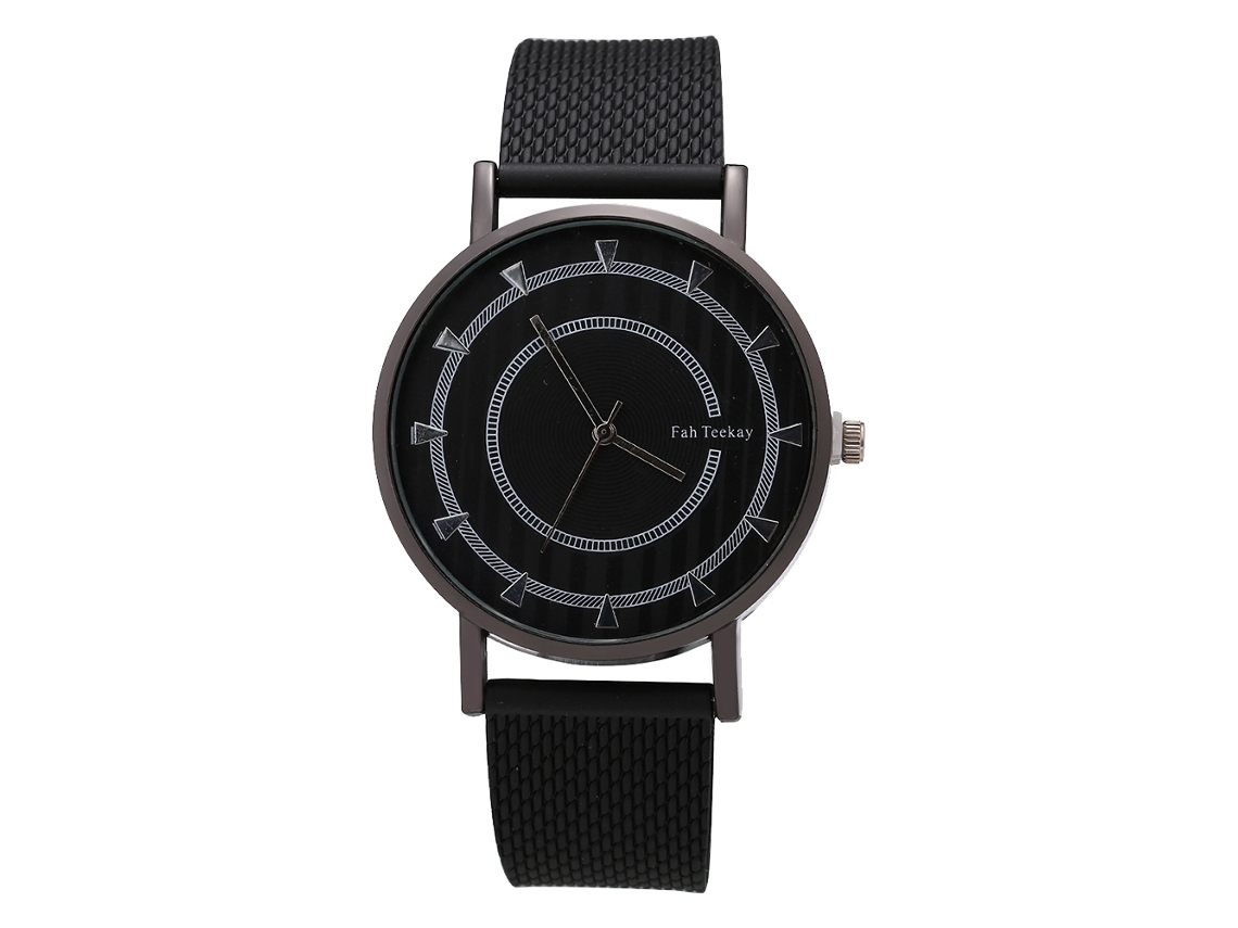 Reloj De Pulsera Para Hombre De Cuarzo Con Correa De Malla Y Dial Redondo Negro