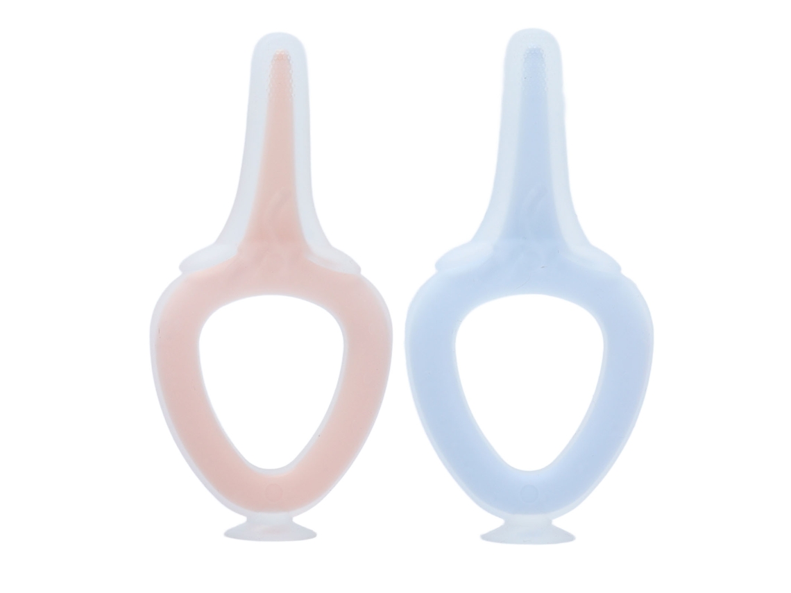 Escova De Dentes Para Bebé Leve Portátil Silicone Seguro Treinamento Infantil Azul Rosa