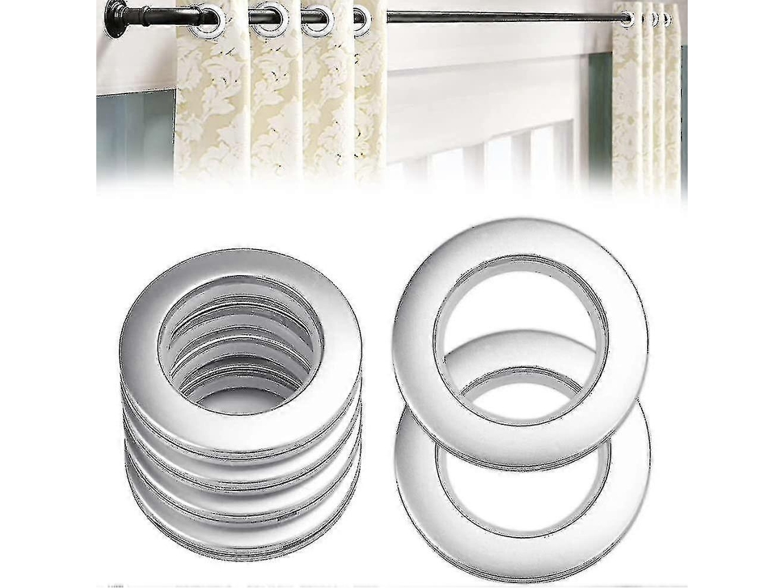Rebe-50 Anillos De Plástico Para Cortinas Ojolets 40mm Plata Mate Para Varillas De Cortina Baño Dormitorio Instalación Fácil