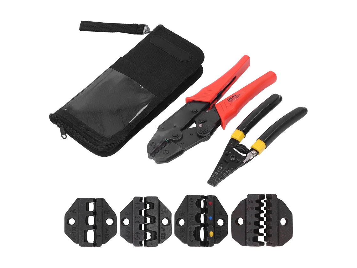 Kit De Herramientas De Crimpado Con Trinquete Y Pelacables, Acero Inoxidable, Con Bolsa Oxford.