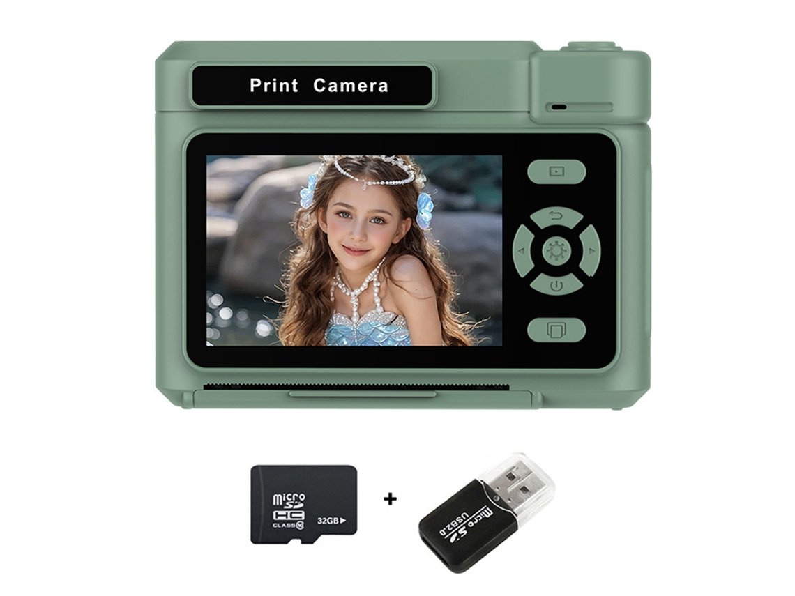 Cámara instantánea Eifson D15 con pantalla IPS de 2,4 pulgadas, tarjeta de 32 GB y lector de tarjetas (verde)
