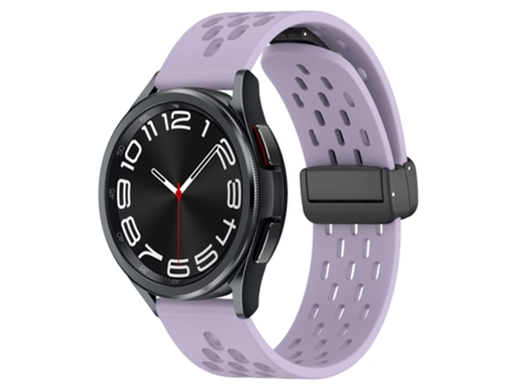 Correa de reloj inteligente para Samsung Galaxy Watch 6 Classic 47 mm 20 mm Silicona con cierre magnético plegable (Púrpura)