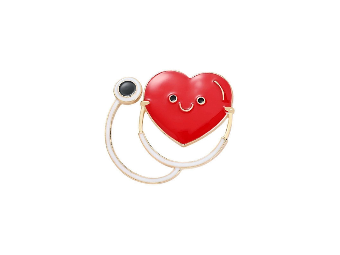 Broche de corazón, estetoscopio, cruz roja, diseño de dibujos animados
