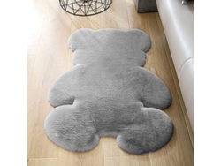 2026-alfombra De Área En Forma De Oso Suave Peluda Alfombra Falsa Piel Para Dormitorio Gris 2x2.6ft