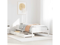 Estructura De Cama Sin Colchón Madera Maciza Blanca 75x190 Cm