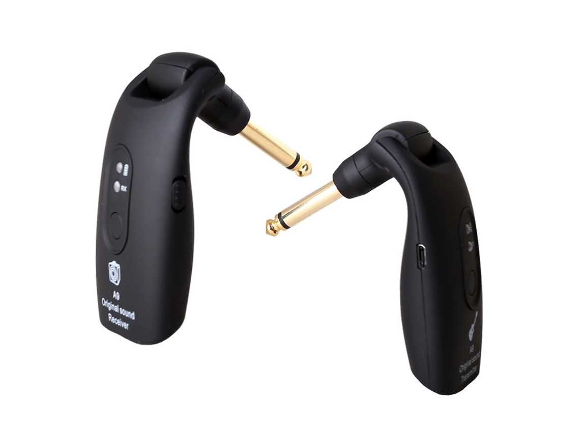 Sistema de guitarra inalámbrico Chrui A9 de 2,4 GHz, transmisor y receptor de audio recargable (negro)