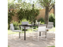 Juego de comedor de jardín Lovely Home de 5 piezas con textileno blanco y cojines de acero