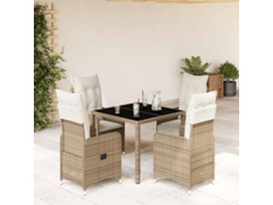 Conjunto de bistró de jardín de 5 piezas con cojines de mimbre beige DKD Home Decor
