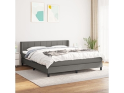 Cama box spring con colchón tela gris oscuro 180x200 cm