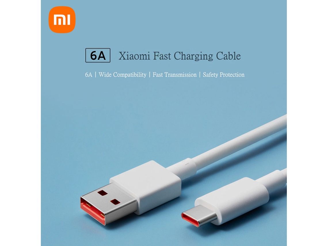 Cable USB tipo C Xiaomi de carga rápida de 6 A, TPE súper duradero, 1 m, compatible con Xiaomi/Samsung/Huawei.